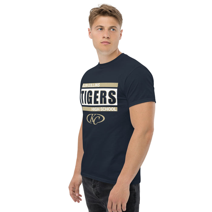Side view of Klein Collins High School Tigers Classic Unisex Navy T-shirt 098