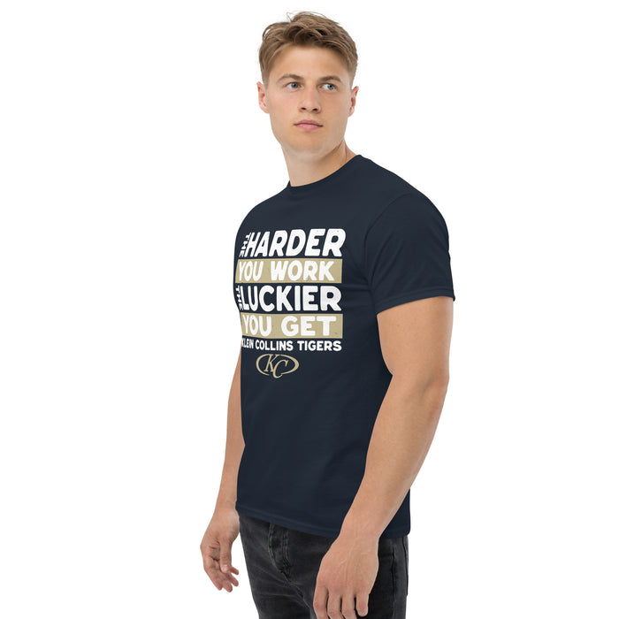 Side view of Klein Collins High School Tigers Classic Unisex Navy T-shirt 238