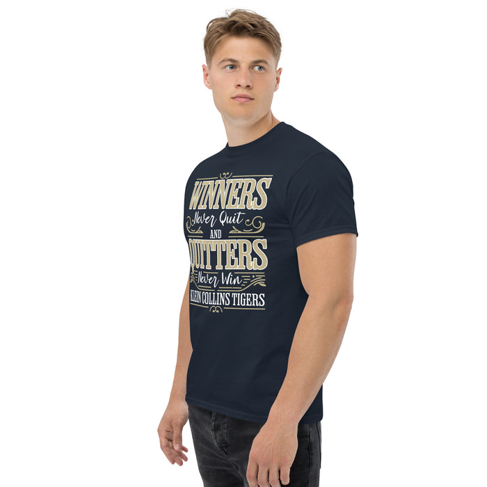 Side view of Klein Collins High School Tigers Classic Unisex Navy T-shirt 237