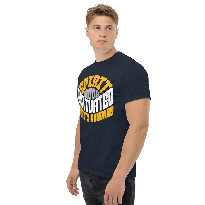 Man wearing Nimitz High School Cougars Navy Blue Classic Unisex T-shirt 242