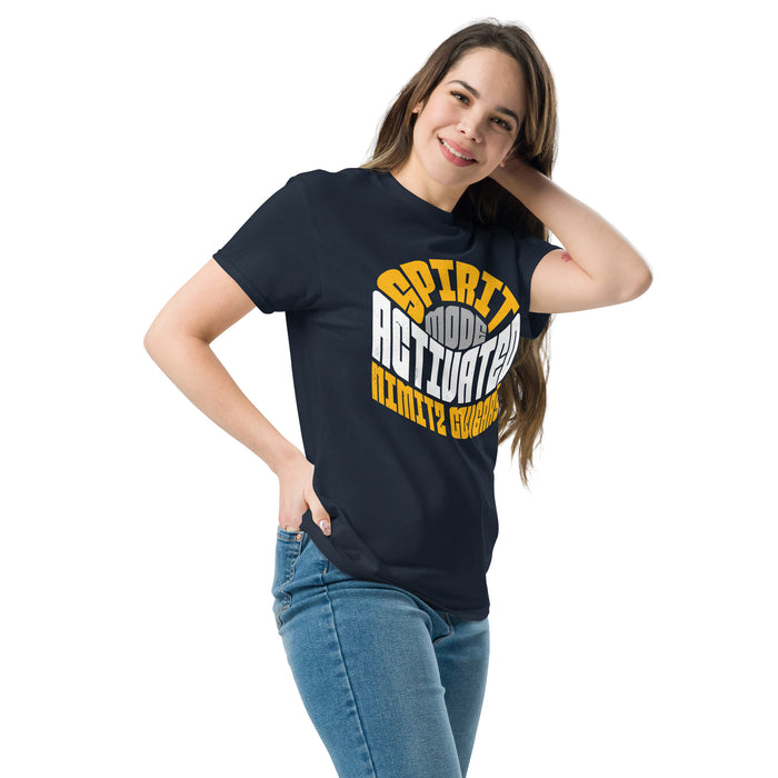 Woman wearing Nimitz High School Cougars Navy Blue Classic Unisex T-shirt 242