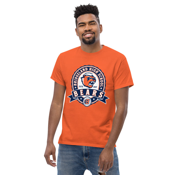 Man wearing Bridgeland High School Bears Classic Unisex Orange T-shirt 212