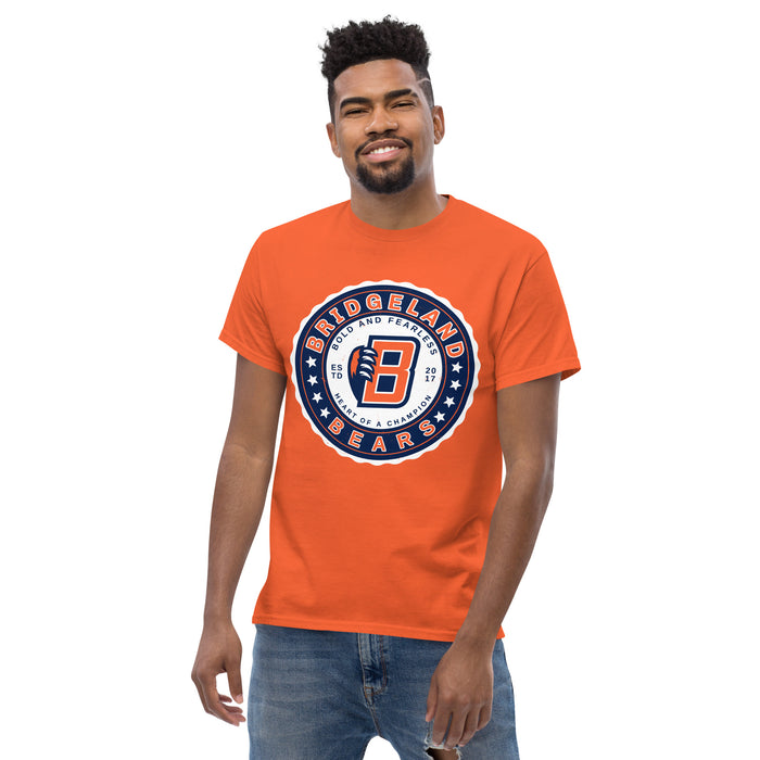 Man wearing Bridgeland High School Bears Classic Unisex Orange T-shirt 216