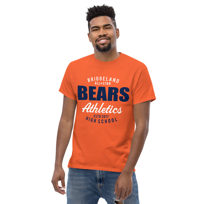 Man wearing Bridgeland High School Bears Classic Unisex Orange T-shirt 034