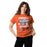 Woman wearing Seven Lakes High School Spartans Orange Classic Unisex T-shirt 232