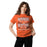 Woman wearing Seven Lakes High School Spartans Orange Classic Unisex T-shirt 237