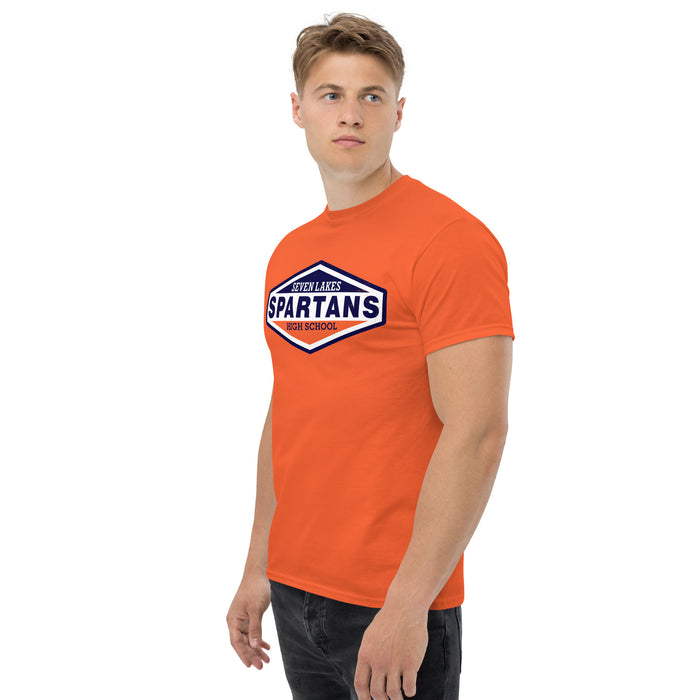 Side view of Seven Lakes High School Spartans Orange Classic Unisex T-shirt 009