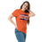 Woman wearing Seven Lakes High School Spartans Orange Classic Unisex T-shirt 098