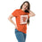 Woman wearing United High School Longhorns Orange Classic Unisex T-shirt 223