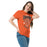 Woman wearing United High School Longhorns Orange Classic Unisex T-shirt 213