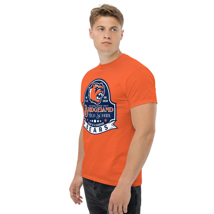 Side view of Bridgeland High School Bears Classic Unisex Orange T-shirt 219