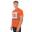 Man wearing Seven Lakes High School Spartans Orange Classic Unisex T-shirt 235