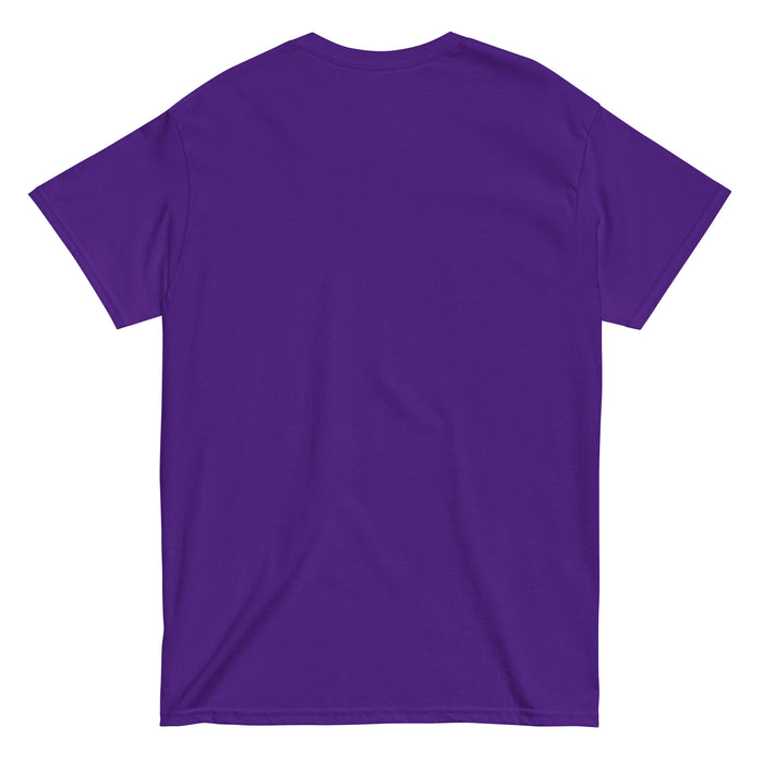 Back view of Morton Ranch High School Mavericks Purple Classic Unisex T-shirt 222