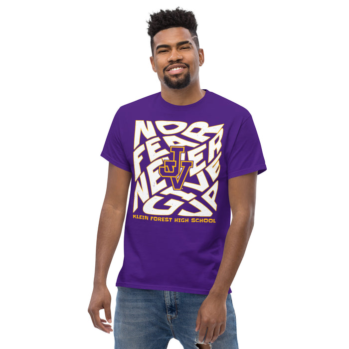 Front view of Jersey Village High School Falcons Purple Classic Unisex T-shirt 236