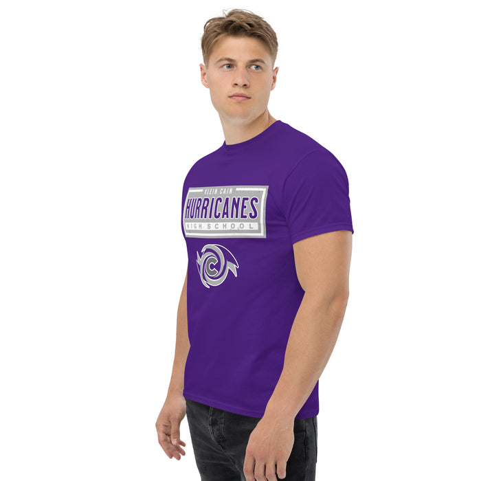 Side view of Klein Cain High School Hurricanes Purple Classic Unisex T-shirt 049