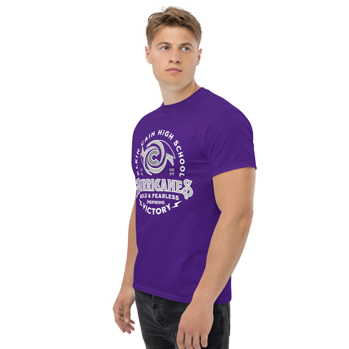 Side view of Klein Cain High School Hurricanes Purple Classic Unisex T-shirt 206