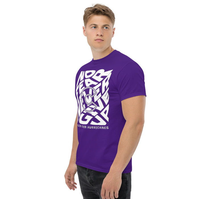 Side view of Klein Cain High School Hurricanes Purple Classic Unisex T-shirt 236