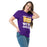 Woman wearing Jersey Village High School Falcons Purple Classic Unisex T-shirt 231