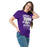 Woman wearing Morton Ranch High School Mavericks Purple Classic Unisex T-shirt 232