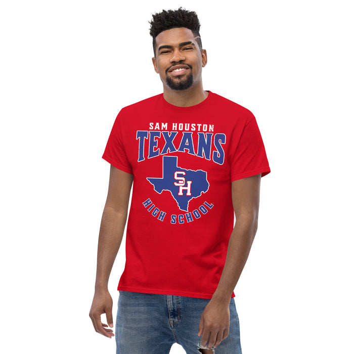 Sam Houston High School Texans Red Classic Unisex T shirt 213 District 63 Apparel