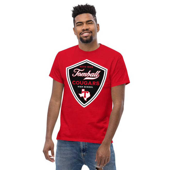 Man wearing Tomball High School Cougars Red Classic Unisex T-shirt 225