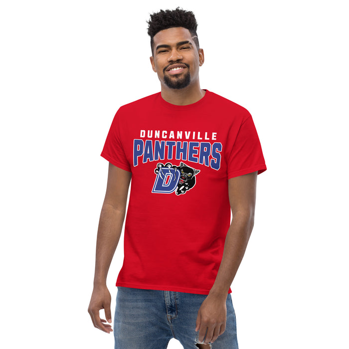 Man wearing Duncanville High School Panthers Red Classic Unisex T-shirt 234