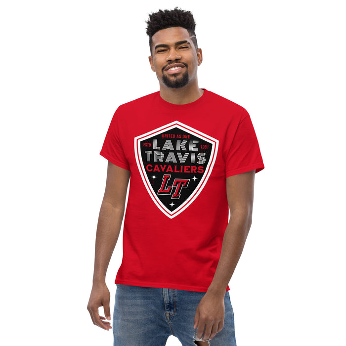 Front view of Lake Travis High School Cavaliers Red Classic Unisex T-shirt 225
