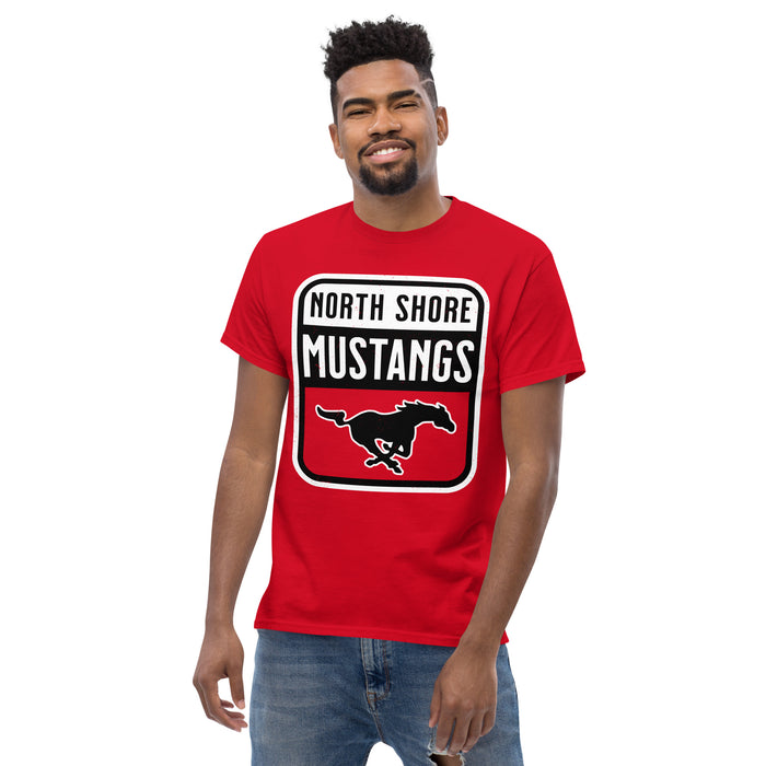Front view of North Shore High School Mustangs Red Classic Unisex T-shirt 001