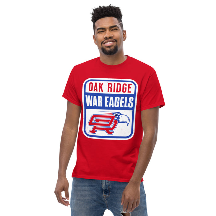 Front view of Oak Ridge High School War Eagles Red Classic Unisex T-shirt 001