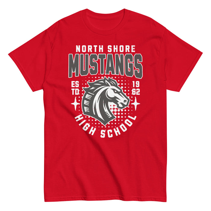 North Shore High School Mustangs Red Classic Unisex T-shirt 204