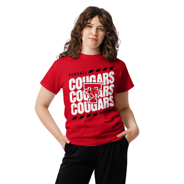 Female student wearing Tomball High School Cougars Classic Unisex Red T-shirt 223