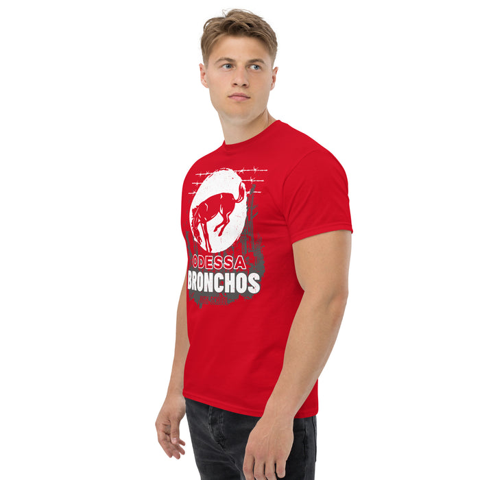 Side view of Odessa High School Bronchos Red Classic Unisex T-shirt 203