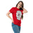 Woman wearing Odessa High School Bronchos Red Classic Unisex T-shirt 207