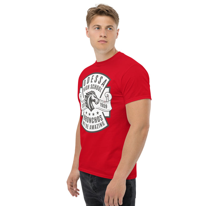 Side view of Odessa High School Bronchos Red Classic Unisex T-shirt 207