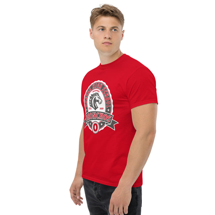 Side view of Odessa High School Bronchos Red Classic Unisex T-shirt 212