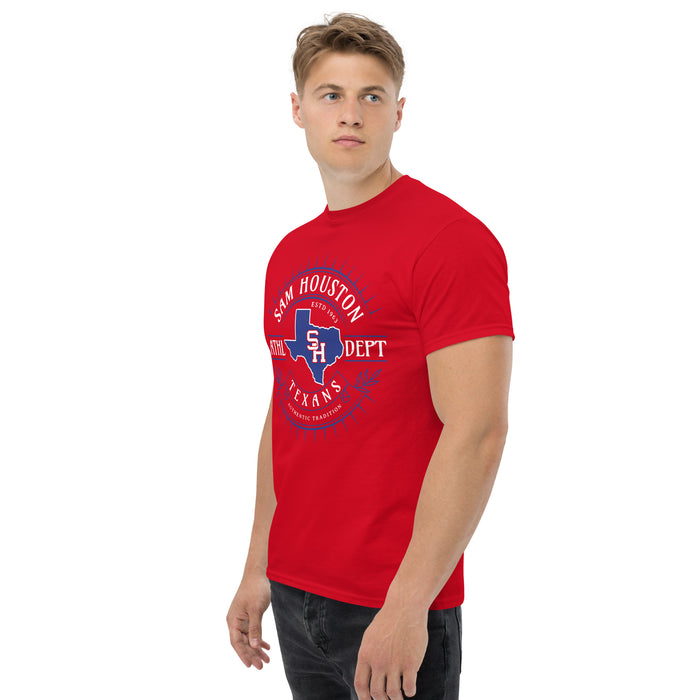 Side view of Sam Houston High School Texans Red Classic Unisex T-shirt 201