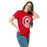 Woman wearing Tomball High School Cougars Red Classic Unisex T-shirt 220