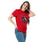 Woman wearing Westfield High School Mustangs Red Classic Unisex T-shirt 214