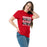 Woman wearing Del Valle High School Cardinals Red Classic Unisex T-shirt 238