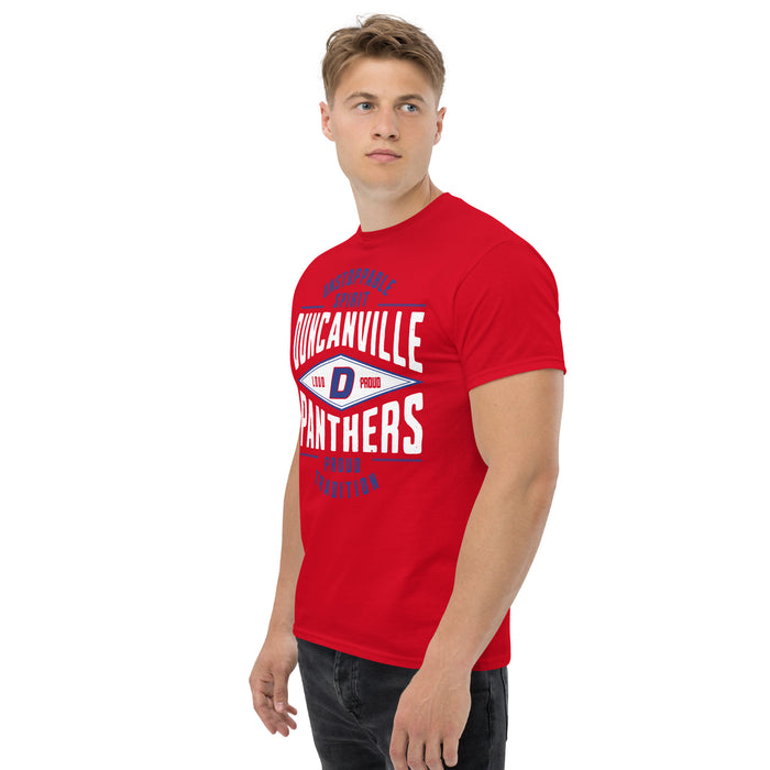 Side view of Duncanville High School Panthers Red Classic Unisex T-shirt 210