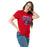 Woman wearing Duncanville High School Panthers Red Classic Unisex T-shirt 234