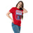 Woman wearing Duncanville High School Panthers Red Classic Unisex T-shirt 001