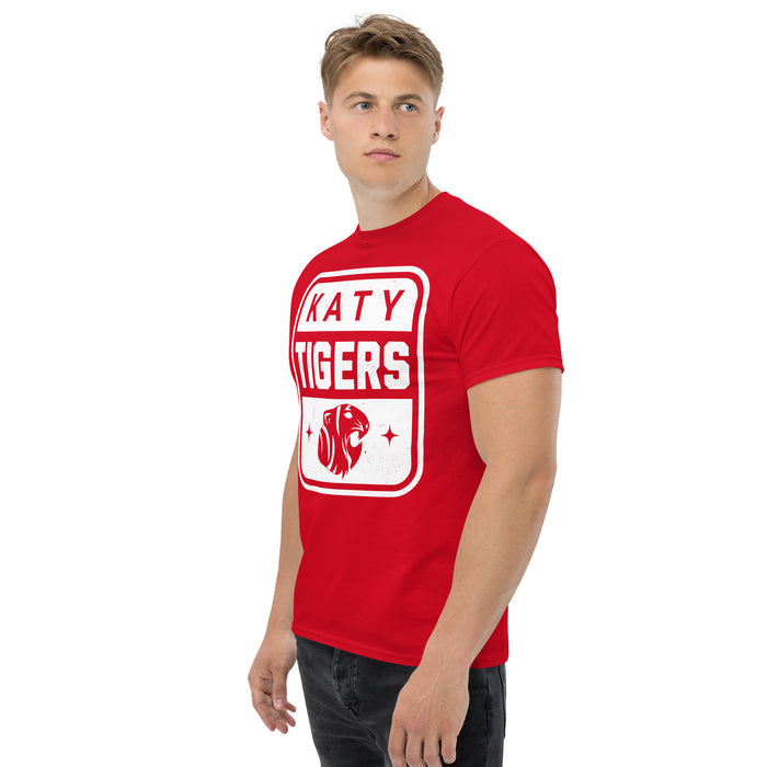 Man wearing Katy High School Tigers Red Classic Unisex  T-shirt 001