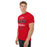 Man wearing Lake Travis High School Cavaliers Red Classic Unisex T-shirt 034