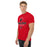 Man wearing Lake Travis High School Cavaliers Red Classic Unisex T-shirt 222