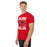 Man wearing Lake Travis High School Cavaliers Red Classic Unisex T-shirt 233