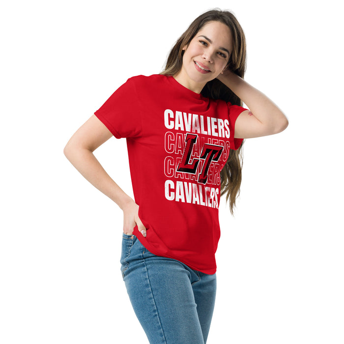 Back view of Lake Travis High School Cavaliers Red Classic Unisex T-shirt 233