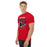 Man wearing Langham Creek High School Lobos Red Classic Unisex T-shirt 213