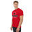 Man wearing North Shore High School Mustangs Red Classic Unisex T-shirt 222