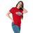Woman wearing Odessa High School Bronchos Red Classic Unisex T-shirt 009
